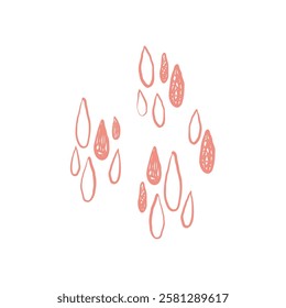 Set of hand drawn outline of drops. Silhouette. Doodle vector illustration, hand drawn.