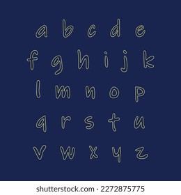 Set of hand drawn outline letters on dark background. Vector illustration