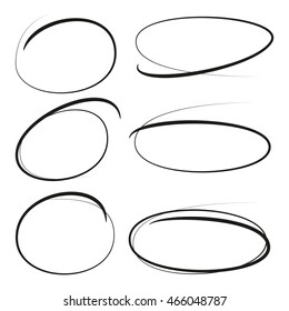 set hand drawn ovals