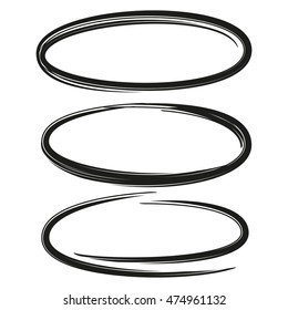 set hand drawn ovals, circles
