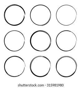 Set hand drawn ovals, felt-tip pen circles. Rough frame elements.