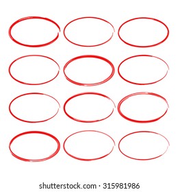 Set hand drawn ovals, felt-tip pen circles.  Rough frame elements.