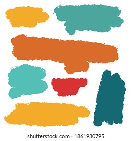 Conjunto de objetos de pintura dibujados a mano para uso de diseño. Dibujo abstracto de pincel. Ilustración de arte vectorial salpicaduras de grano, caídas, manchas, marcos, manchas