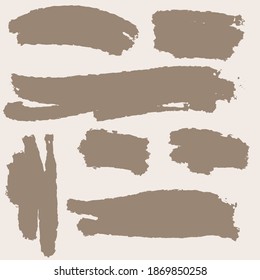 Set von handgezeichneten Lackobjekten für die Designverwendung. Abstrakte Pinselzeichnung. farbige Schmutzspritzen, Tropfen, Flecken, Rahmen, Streifen