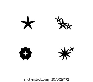Set of hand drawn paint object for design use. Black and white background. Abstract brush drawing. Vector art illustration grunge stars