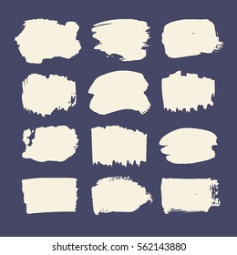 Set of hand drawn paint object for design use. Acid colors on black background. Abstract brush drawing. Vector art illustration grunge form