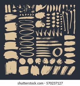 Set of hand drawn paint object for design use. Abstract brush drawing. Vector art illustration grunge splashes, drops, stains, frames, blot