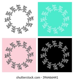 Set of Hand Drawn Painted Floral Frames. Vector Elements for Design and Other.