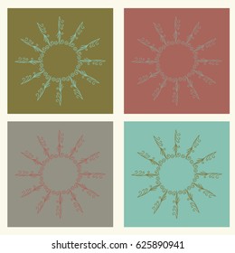 Set of Hand Drawn Painted Floral Frames. Vector Elements for Design and Other.