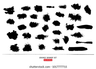 set of hand drawn painted scratched vector Illustrations template of grunge banners abstract background brush texture for promotion sale. isolated on white