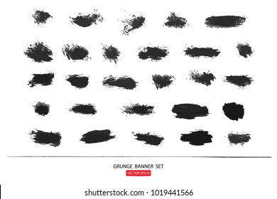 set of hand drawn painted scratched vector Illustrations template of grunge banners abstract background brush texture for promotion sale. isolated on white