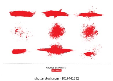 set of hand drawn painted scratched vector Illustrations template of Grunge Halloween background with blood splats banners abstract background brush texture for promotion.