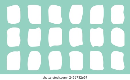 Set of hand drawn paper quote frames. Empty speech bubbles. White text field. Flat vector illustration isolated on color background.	