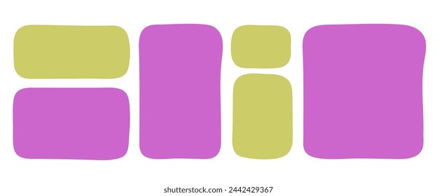 Set of hand drawn paper quote frames. Blank speech bubbles. Colored text field. Flat vector isolated illustration. Frame text box eps 10