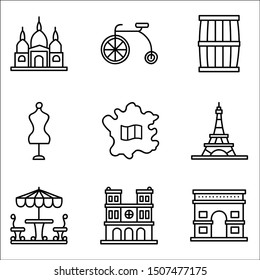 Set of hand drawn Paris icons.