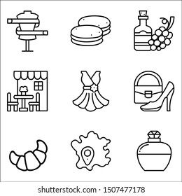 Set of hand drawn Paris icons.