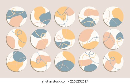 Set of Hand Drawn Pastel Abstract Shapes Social Media Highlight Covers