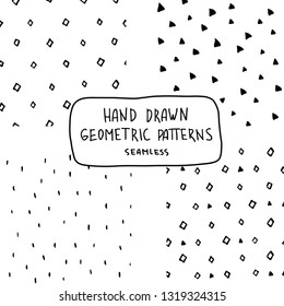 Set of hand drawn pattern with arrow, stripe, line, circle. Seamless pattern. Vector abstract texture and background