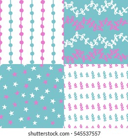 Set of Hand Drawn Patterns - Collection of bohemian and artsy styled patterns.