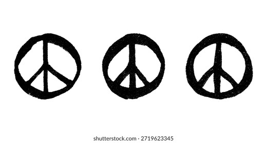 Conjunto de signo de paz dibujado a mano No hay símbolo de guerra Hippie Clipart en estilo doodle Un solo elemento para impresión, Web, diseño, decoración