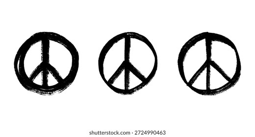 Conjunto de signo de paz dibujado a mano No hay símbolo de guerra Hippie Clipart en estilo doodle Un solo elemento para impresión, Web, diseño, decoración