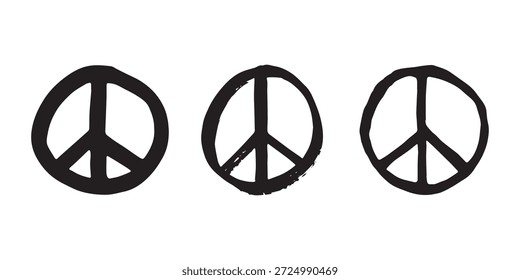 Conjunto de signo de paz dibujado a mano No hay símbolo de guerra Hippie Clipart en estilo doodle Un solo elemento para impresión, Web, diseño, decoración
