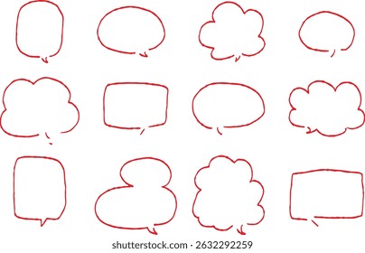 Set of hand drawn pen speech bubble