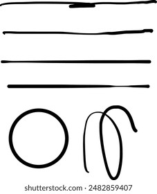 Set of hand drawn pencil and brush grunge strokes