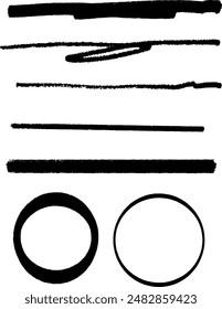 Set of hand drawn pencil and brush grunge strokes