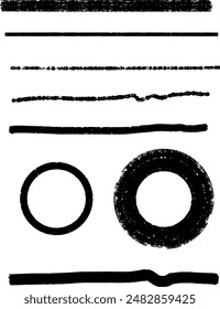 Set of hand drawn pencil and brush grunge strokes