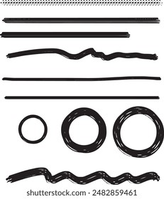 Set of hand drawn pencil and brush grunge strokes