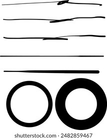 Set of hand drawn pencil and brush grunge strokes