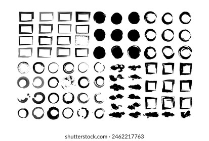 Ensemble de lignes et de traits de crayon dessinés à la main. Jeu de traits de stylo pour la tache de brosse. Un ensemble de coups de brosse est isolé sur fond blanc. 