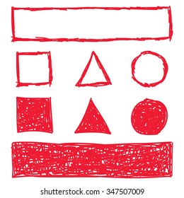 Set of Hand Drawn Pencil Red Figures. Vector illustration.