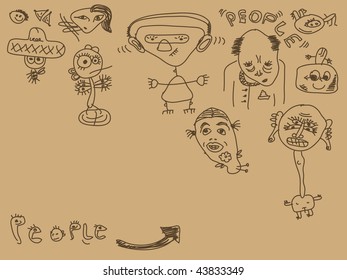 Set of hand drawn people Vector. Visit my portfolio for big collection of doodles