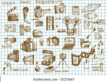 set of hand drawn photographer object