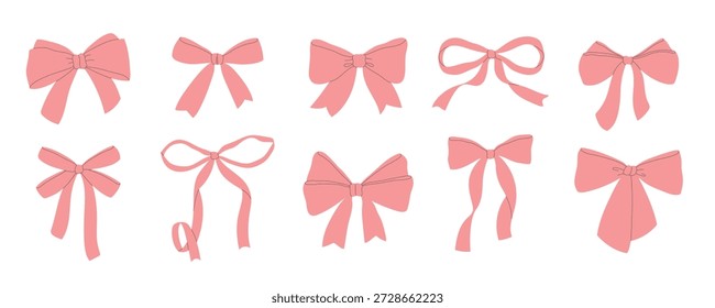 Conjunto de arcos rosados dibujados a mano. Elemento de diseño para tarjeta de felicitación, invitación, cartel, Anuncio, certificado de regalo. Ilustración vectorial aislada. 