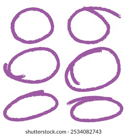 Conjunto de destacador de círculo rosa desenhado à mão, elemento de design, forma redonda grunge