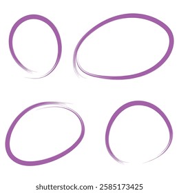 Set of hand drawn pink circle highlighter design element grunge round shape