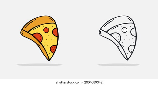 Set Hand drawn pizza icon Design Template. Illustration vector graphic. cartoon.Flat design.Outline style isolated on white background. Perfect for food concepts, diet infographics.