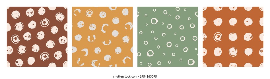 Handgezeichnete Polka-Punkte nahtlose Vektormuster. Moderner heller Hintergrund für Drucke und Verpackungspapier. Zeitgenössische abstrakte Vektorgrafik. Trendy Hintergrund im Grunge-Stil mit Punkten
