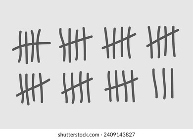 set of hand drawn prisoner tally mark design vector