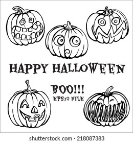 Set hand drawn pumpkins for Halloween
