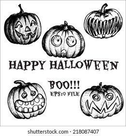 Set hand drawn pumpkins for Halloween