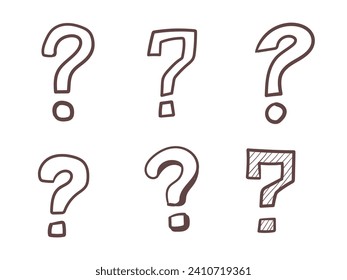 Set of hand drawn question mark