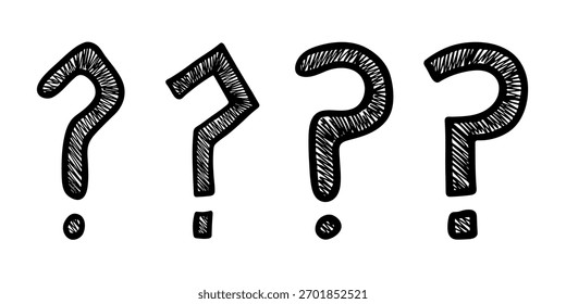 Conjunto de Clipart de signo de interrogación dibujado a mano Elemento único para el diseño