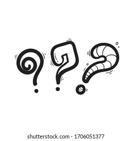 Set of hand drawn question marks. doodle questions marks set. vector illustration isolated background
