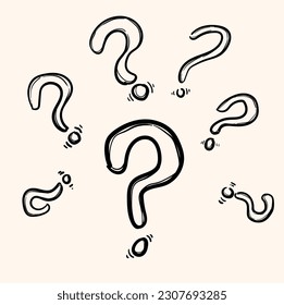 Set of hand drawn question marks. doodle questions marks. vector illustration.