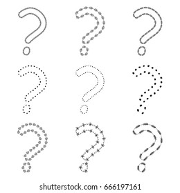 Set of hand drawn question marks. Vector illustration.