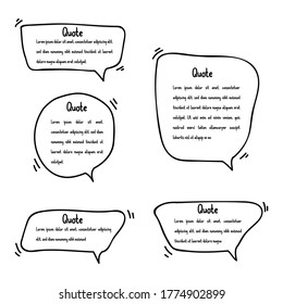 Set of hand drawn quote with text isolated. Quote, commas, message, blank, template, bubble .-vector